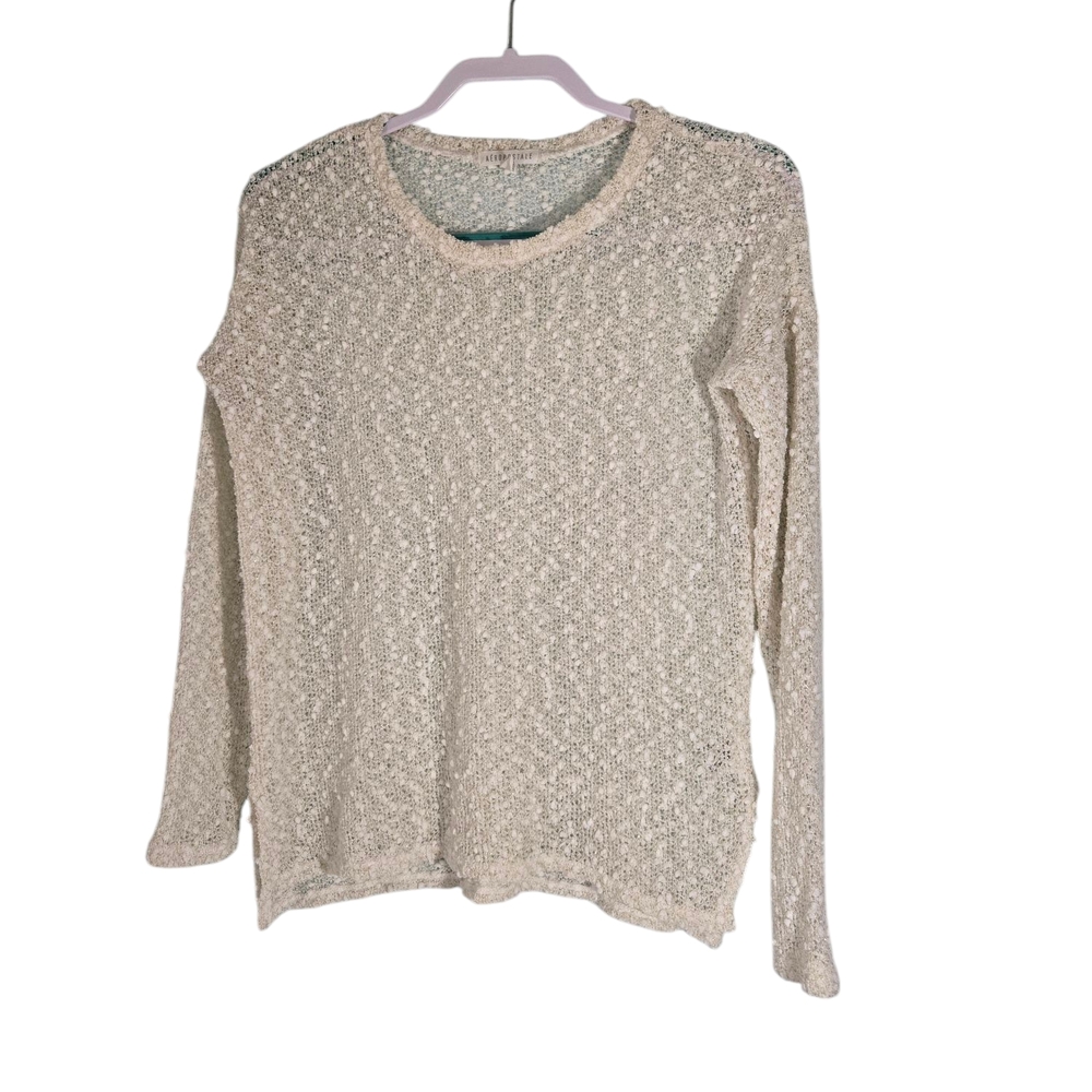 Aeropostale Cream Ribbed Long Sleeve Pullover Blouse Size Medium